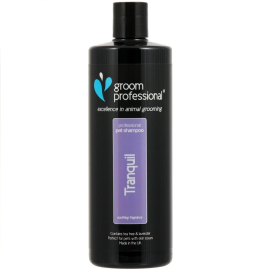 GROOM PROFESIONAL Tranquil – Șampon Profesional pentru Câini, cu Efect Calmant și Regenerant, cu Ulei de Arbore de Ceai și Lavandă, pentru Piele Iritată sau Sensibilă, Concentrat 10:1, 450ml