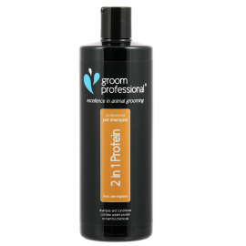 GROOM PROFESSIONAL 2 in 1 Protein – Șampon Profesional și Balsam Regenerant pentru Câini, cu Proteine Fortifiante, Concentrație 10:1, 450ml