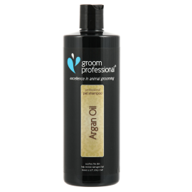 GROOM PROFESSIONAL Argan Oil – Șampon Profesional pentru Câini, Hidratare Intensă și Regenerare a Blănii Uscate sau Deteriorate, Concentrație 10:1, 450ml