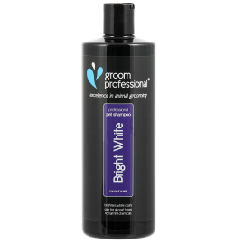 GROOM PROFESSIONAL Bright White – Șampon Profesional pentru Câini, Efect de Intensificare a Culorii Albe, Fără Înălbitori, Concentrație 10:1, 450ml