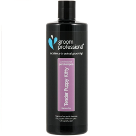 GROOM PROFESSIONAL Tender Puppy & Kitty – Sampon Profesional Fără Parfum, Hipoalergenic și cu Acțiune Blândă, pentru Pui de Câine, Pisoi și Pisici Adulte cu Piele Sensibilă, Concentrat 10:1, 450ml