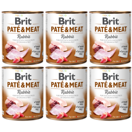 BRIT PATE & MEAT Iepure, Bax Conserva Hrana Umeda Caine (bucati carne in pateu) 6x800g