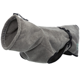 Halat de Baie Pentru Caini, Gri, 100% Bumbac, Marime S, Lungime Spate 40cm