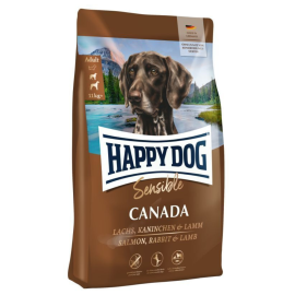 HAPPY DOG Sensible Canada, cu Somon, Iepure si Miel – Hrană Uscata Fără Cereale pentru Câini Adulți Activi, 11kg
