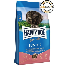 HAPPY DOG Sensible Junior, cu Pui, Somon si Cartofi – Hrană Uscata pentru Câini Tineri Sensibili (7–18 Luni), 10kg