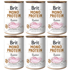 BRIT MONO PROTEIN Iepure, Set Conserve Hrana Umeda Monoproteica Caine, Digestie Sensibila | Alergii,  (pateu)  6x400g