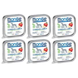 MONGE MONOPROTEIN Grain Free Adult, iepure si Mar, Bax Hrana Umeda Monoproteica, Fara Cereale, Caine (pateu) 6x150g