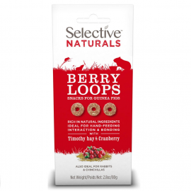 SELECTIVE NATURALS Berry Loops, Inele Naturale cu Merisoare si Fan, Recompense Rozatoare, 80g
