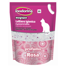 INODORINA Nisip Silicat Antibacterian Pentru Litiera Pisicilor, Miros Floral, 5L | 2.15kg