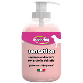 INODORINA Sensation Sampon Pentru Caini, cu Proteine din Lapte, Curatare Profunda si Delicata Orice Tip de Blana, 300ml