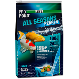 JBL ProPond All Seasons Floating Pearls – Hrană Completă, tip Granule Plutitoare, pentru Koi si Pești de Iaz, 24% Proteină, 1.1 kg