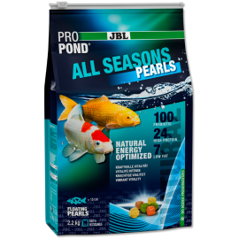 JBL ProPond All Seasons Floating Pearls – Hrană Completă, tip Granule Plutitoare, pentru Koi si Pești de Iaz, 24% Proteină, 2.2 kg