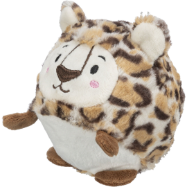 Jucarie Pentru Caini, Leopard Minge din Cauciuc Captusita cu Plus si cu Sunet, 13cm