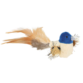 Jucarie Pentru Pisici, Pasare din Plus si Pene, cu Sunet si Catnip, 8cm