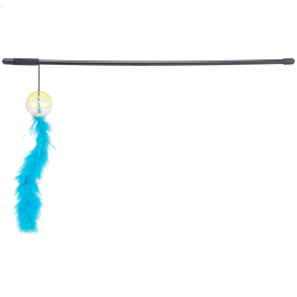 Jucarie Pentru Pisici Undita cu Minge Zornaitoare si Pene, Diverse Culori, 46cm