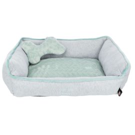 Culcus Pentru Caini sau Pisici JUNIOR BED, Gri / Verde, cu Saltea din Plus si Jucarie, 50x40cm