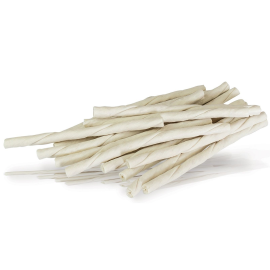 KIDDOG Baton Răsucit din Piele de Bivol, 8mm / 12cm, 100buc – Recompense Naturale de Ros pentru Câini