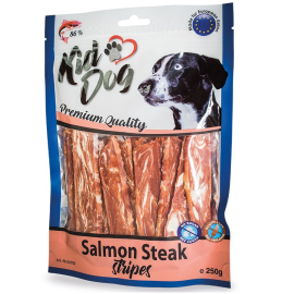 KIDDOG Fasii de Friptura de Somon pentru Caini, 250 g – Recompense Naturale cu 86% Carne și Omega-3