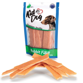 KIDDOG Fileuri de Iepure pentru Câini – Recompense Premium cu 90% Carne, 80g