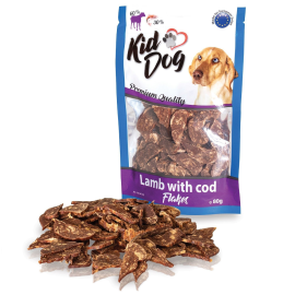 KIDDOG Fulgi de Miel cu Cod pentru Caini, 80 g – Chipsuri Delicioase cu 90% Carne și Peste