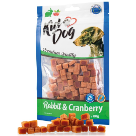 KIDDOG Mini Cuburi cu Iepure și Merișoare – Recompense Fără Cereale pentru Câini, Ideale pentru Dresaj, 80g