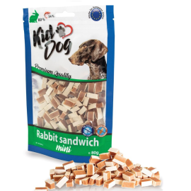 KIDDOG Mini Sandwich cu Iepure și Cod – Recompense Fără Cereale pentru Câini, 80g