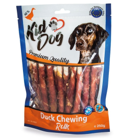 KIDDOG Rulouri cu Rata – Snacks-uri de Mestecat pentru Câini, 12cm, 250g
