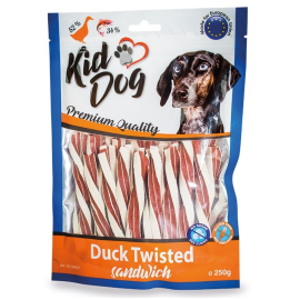 KIDDOG Sandwich Rasucit, cu Rață si Cod, pentru Câini, 250 g – Recompense cu 94% Carne si Peste