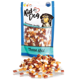 KIDDOG Three Mix cu Pui, Rață și Cod pentru Câini, 80g – Recompense Fără Cereale, cu 90% Carne și Pește