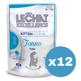 LeChat Excellence Kitten, cu Ton– Plic Hrană Umedă pentru Pisici Junioare, (bucățele în sos), 85 g