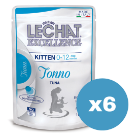 LeChat Excellence Kitten, cu Ton– Plic Hrană Umedă pentru Pisici Junioare, (bucățele în sos), 85 g