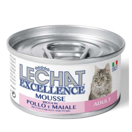 LeChat Excellence Mousse Sterilized, cu Ton și Porc - Set Conserve Hrana Umeda pentru Pisici Sterilizate, (mousse delicat), 12x85 g