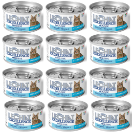 LeChat Excellence Mousse Sterilized, cu Ton și Porc - Set Conserve Hrana Umeda pentru Pisici Sterilizate, (mousse delicat), 12x85 g