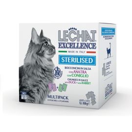 LeChat Excellence Multipack Sterelised, cu Rata si Iepure - Set Plicuri Hrana Umeda Pisici Sterilizate, 12x100g
