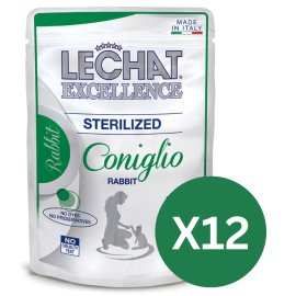LeChat Excellence Sterelised, cu Iepure – Set Plicuri Hrană Umedă pentru Pisici Adulte Sterilizate, (bucățele în sos), 12x85 g