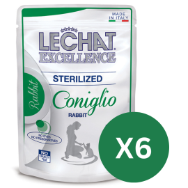 LeChat Excellence Sterelised, cu Iepure – Plic Hrană Umedă pentru Pisici Adulte Sterilizate, (bucățele în sos), 85 g