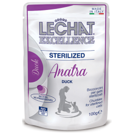 LeChat Excellence Sterelised, cu Rata – Plic Hrană Umedă pentru Pisici Adulte Sterilizate, (bucățele în sos), 85 g