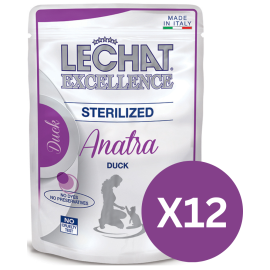 LeChat Excellence Sterelised, cu Rata – Plic Hrană Umedă pentru Pisici Adulte Sterilizate, (bucățele în sos), 85 g