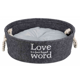 LIAN Culcus Rotund Pentru Caini Toy sau Pisici, Cadru Metalic, Fetru Gri, Saltea Detasabila, 37cm