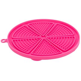 LICK'N'SNACK Mat, Farfurie Plata Pentru Hranirea Lenta a Cainilor, Silicon Roz, cu Ventuze, 18cm