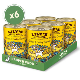 LILY'S KITCHEN Chicken & Turkey Casserole, cu Pui si Curcan, Set Conserve Hrana Umeda Pentru Caini 6x400g