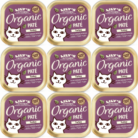 LILY'S KITCHEN Organic Turkey Pate, cu Curcan, Set Conserve Hrana Umeda BIO Pentru Pisici 9x85g