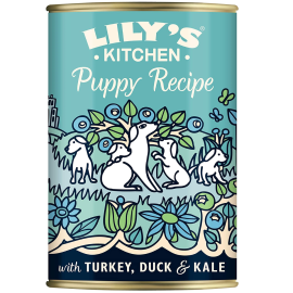 LILY'S KITCHEN Puppy Recipe, cu Curcan si Rata, Conserva Hrana Umeda Fara Cereale Pentru Caini Juniori 400g