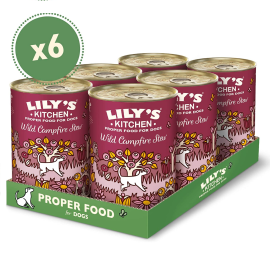 LILY'S KITCHEN Wild Campfire Stew, cu Vanat, Fazan si Somon, Set Conserve Hrana Umeda Fara Cereale Pentru Caini 6x400g