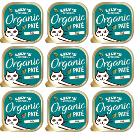 LILY'S KITCHEN Organic Fish Pate, cu Peste, Set Conserve Hrana Umeda BIO Pentru Pisici 9x85g