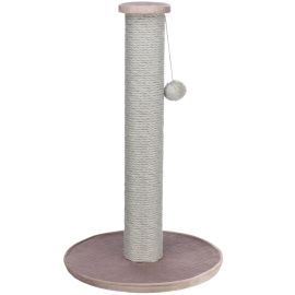 LIVIA Sisal Vertical cu Jucarie Minge Pufoasa Pentru Pisici, Roz, Diametru 38cm | Inaltime 64cm