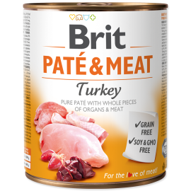 BRIT PATE & MEAT Curcan, Conserva Hrana Umeda Caine (bucati carne in pateu) 800g