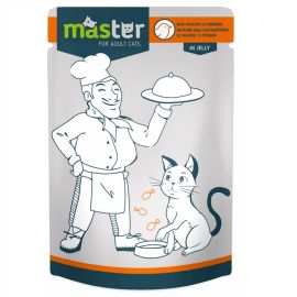 MASTER CAT Plic Hrana Umeda, cu Pasare in Aspic, Pentru Pisici Adulte, 80g