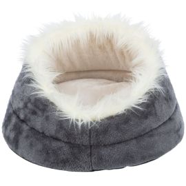 MINOU Casuta Pentru Caini Toy si Pisici, Plus Gri, Saltea Detasabila, 47x26cm
