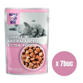 MISS KIS Kitten, Plic Hrana Umeda Pentru Pui de Pisica, Pui in Sos, 100g